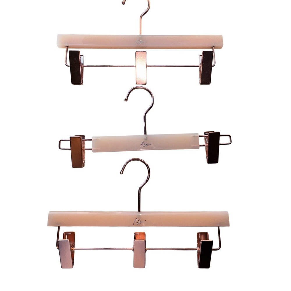Kitana Set of 3 Acrylic Rose Gold Hangers Skirt Pant Clips Peach Pink Boutique‎